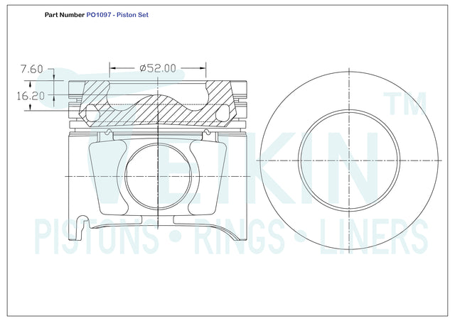 Mazda Weat DOHC Piston Set PO1097 020 - Austral | Universal Auto Spares