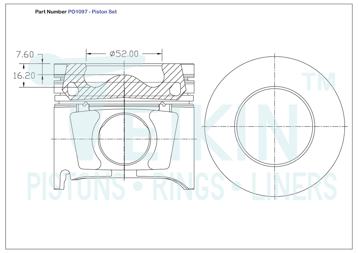 Mazda Weat DOHC Piston Set PO1097 040 - Austral