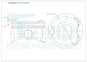 Nissan QR25DE Piston Set PO1116A 040 - Austral | Universal Auto Spares