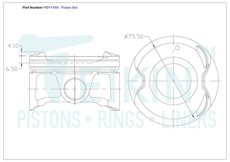 Nissan QR25DE Piston Set PO1116A STD - Austral | Universal Auto Spares