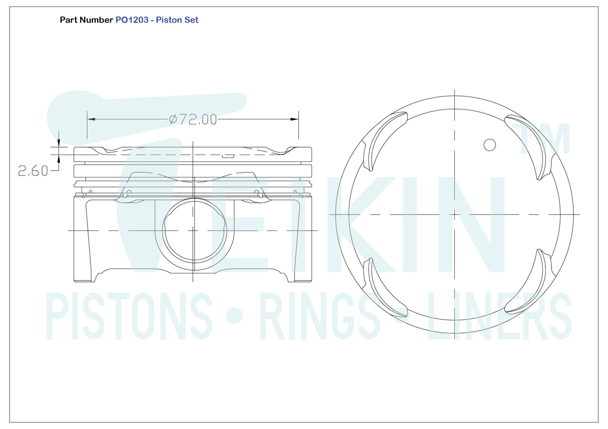 Hyundai G4NA G4NC Piston Set PO1203 040 - Austral