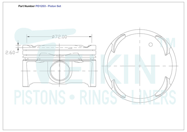 Hyundai G4NA G4NC Piston Set PO1203 STD - Austral | Universal Auto Spares