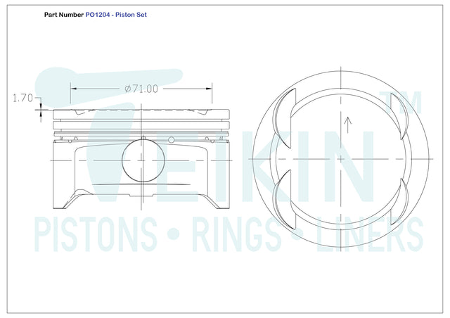 Hyundai G4KE G4KG Piston Set PO1204 040 - Austral | Universal Auto Spares