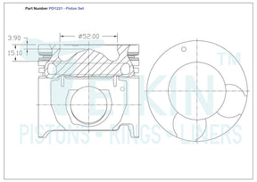 Hyundai D4CB Piston Set PO1221 020 - Austral | Universal Auto Spares