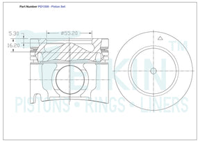 Isuzu 4JJ1TC Piston Set PO1308 020 - Austral | Universal Auto Spares