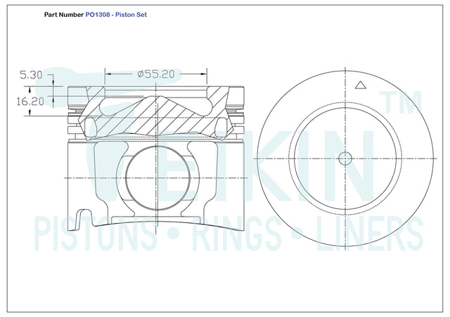 Isuzu 4JJ1TC Piston Set PO1308 STD - Austral | Universal Auto Spares