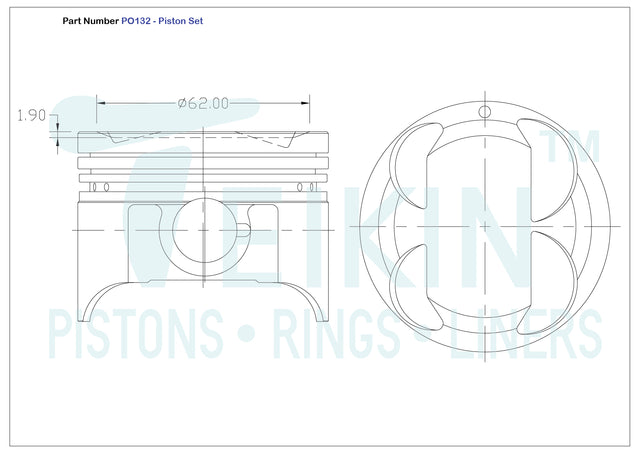 Suzuki G13BB SOHC 16V Piston Set PO132 020 - Austral | Universal Auto Spares