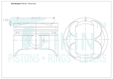 Suzuki G13BB SOHC 16V Piston Set PO132 040 - Austral | Universal Auto Spares