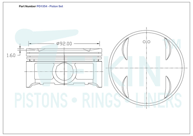 Subaru EJ25 SOHC Piston Set PO1354 020 - Austral | Universal Auto Spares