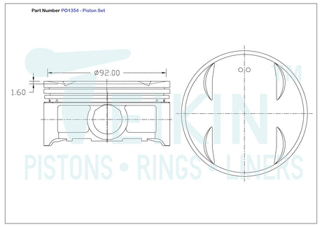 Subaru EJ25 SOHC Piston Set PO1354 040 - Austral | Universal Auto Spares