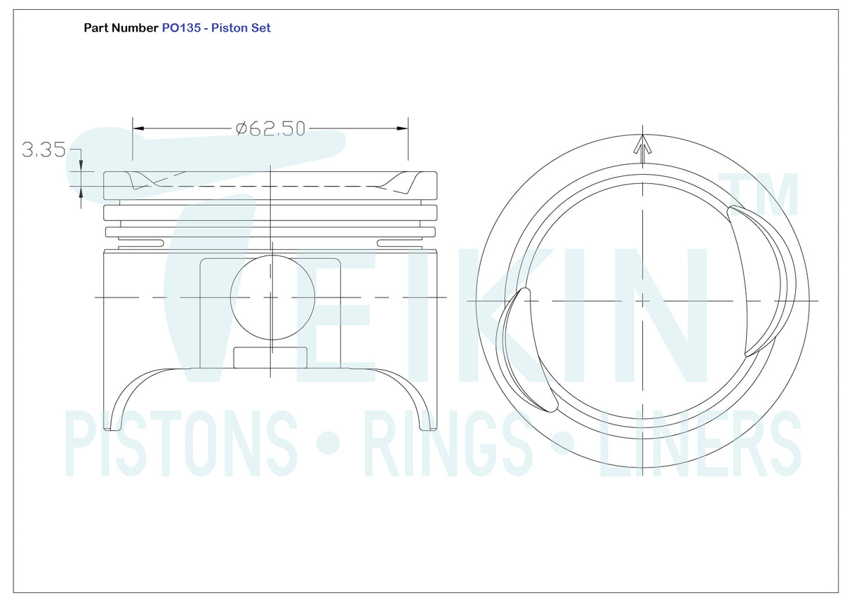 Suzuki G16A 8V Piston Set PO135 STD - Austral | Universal Auto Spares