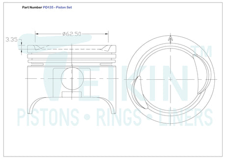 Suzuki G16A 8V Piston Set PO135 STD - Austral | Universal Auto Spares