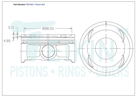 Subaru EJ255 Turbo Piston Set PO1363 020 - Austral | Universal Auto Spares