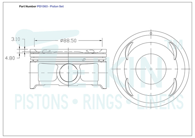 Subaru EJ255 Turbo Piston Set PO1363 STD - Austral | Universal Auto Spares