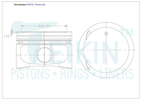 Toyota 1FZFE Piston Set PO772 STD - Austral | Universal Auto Spares