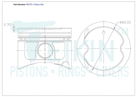 Toyota 1FZFE Piston Set PO773 STD - Austral | Universal Auto Spares