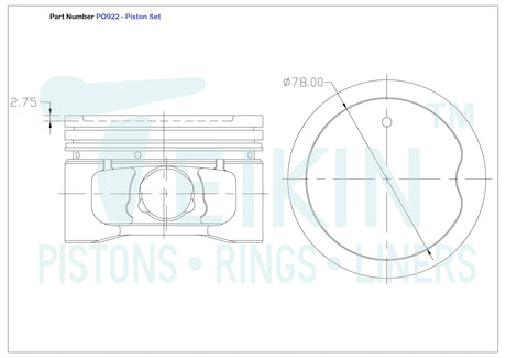 Toyota 3RZFE Piston Set PO922 020 - Austral | Universal Auto Spares