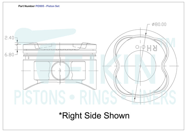 Toyota 2UZFE Piston Set PO995 020 - Austral | Universal Auto Spares