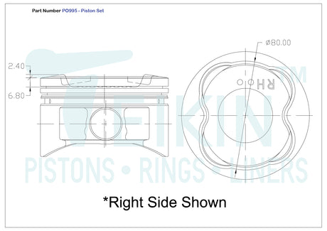 Toyota 2UZFE Piston Set PO995 STD - Austral | Universal Auto Spares