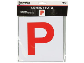 P Plates Magnetic White W/Red P - AUTOKING