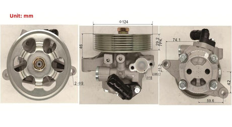 Variable Displacement Power Steering Pump With Pulley Fit For Honda Civic FD 1.8L R18A Engine 02/2006 - 01/2012 56110-RNA-A01 - Machter