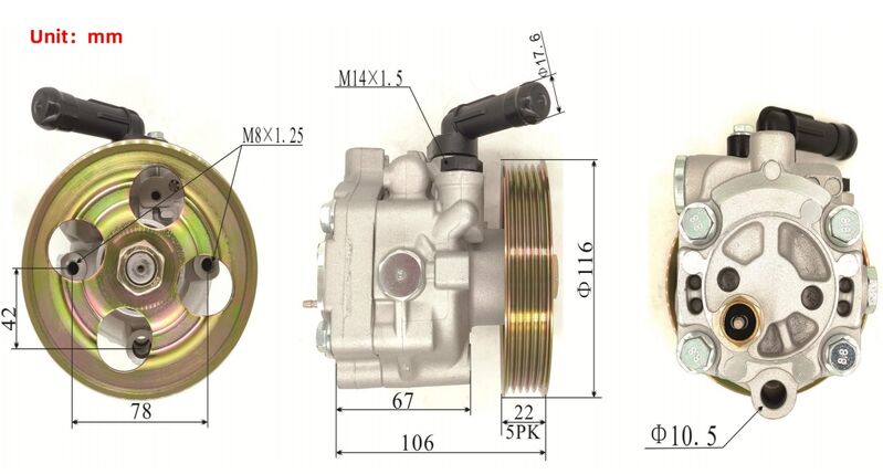 Machter Power Steering Pump With Pulley Fit For Subaru Impreza WRX STI EJ205 EJ207 2.0L 34430FE040 2002-2007 PSP-SB008M - Machter