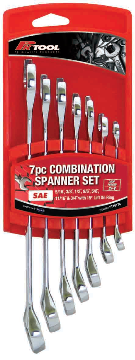 7 Pieces SAE Or Metric CR-V Combination Spanner Set - PKTool Metric