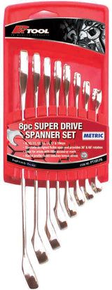 8 Pieces Metric CR-V Super Drive 60° & 30° Angle CR-V Combination Spanner Set