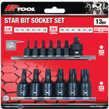 13 Piece 1/4” & 3/8” Star Bits Socket Set - PKTool