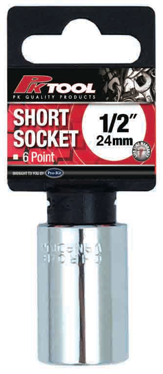 24mm 6PT 1/2” Drive Metric CR-V Regular Socket - PKTool