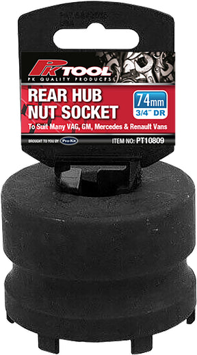 HUB NUT SOCKET 74 MM 3/4" DR WITH 6 PINS SUITS MANY VAG, MERCEDES & RENAULT - PKTool