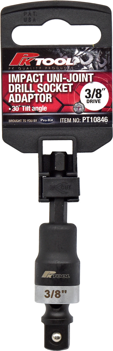 Socket/Drill Adaptor Set Impact, 3/8” Dr, 1/4" Hex DR, 30deg Tilt, 70mm & Torque Ring - PKTool