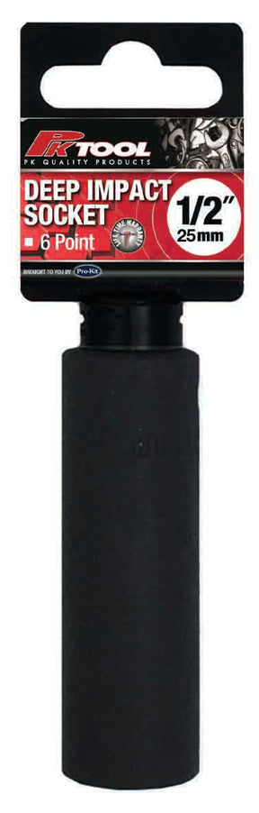 25mm 1/2” Drive 6PT Metric CR-V Deep Impact Socket - PKTool