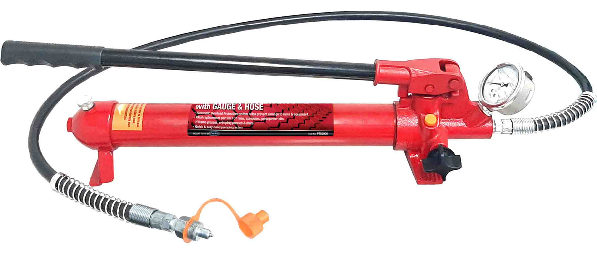 10T Hydraulic Hand Pump With Gauge & Hose - PKTools