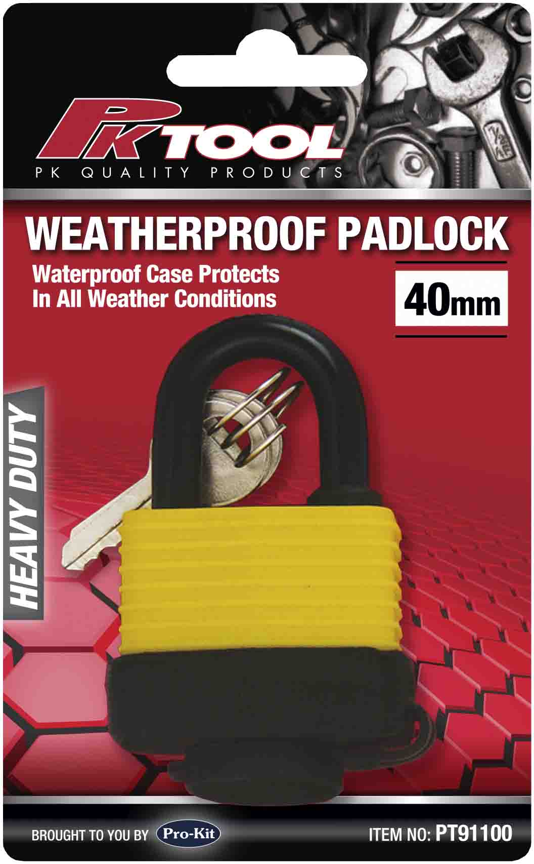 Heavy Duty 40mm Weatherproof Padlock 2 Keys All Weather Design - PKTool