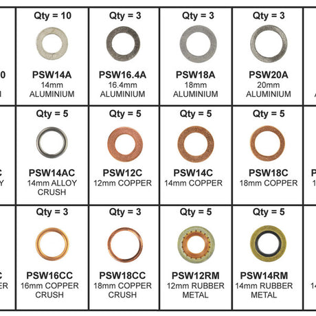 Sump Plug Washer Kit SUMP PLUG WASHER KIT VARIOUS PWK1 - Premier