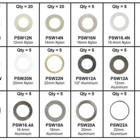 Sump Plug Washer Kit SUMP PLUG WASHER KIT NYLON/ALU PWK3 - Premier