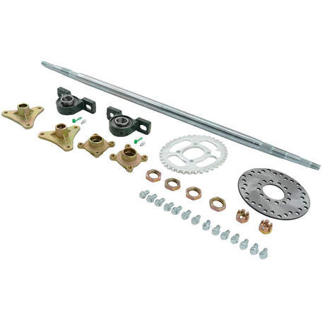Rear Axle Kit Hub Sprocket 870mm Fit For DIY Rebuild Go Kart ATV Quad & Drift Trikes - Machter