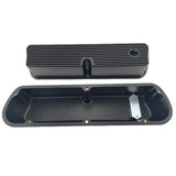 Black Ribbed Aluminum Valve Covers Tall With Hole Fit For Ford SB Windsor 289 302 351 RCM-FD001 - Machter