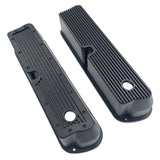 Black Ribbed Aluminum Valve Covers Tall With Hole Fit For Ford SB Windsor 289 302 351 RCM-FD001 - Machter