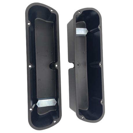 Black Ribbed Aluminum Valve Covers Tall With Hole Fit For Ford SB Windsor 289 302 351 RCM-FD001 - Machter