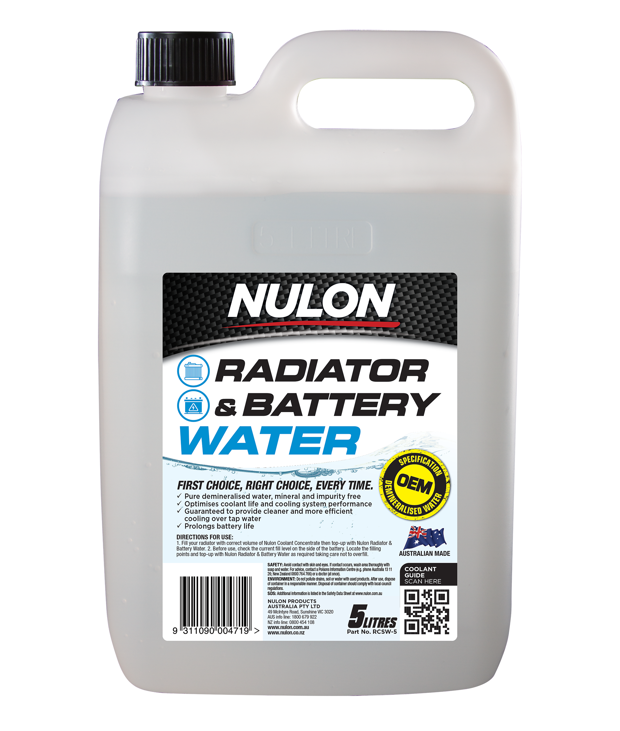 Radiator & Battery Water 5L - Nulon – Universal Auto Spares