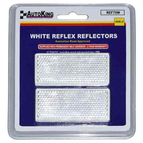 Reflectors Pair White 70 x 28mm UV Stabilised - AUTOKING
