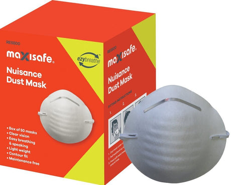 50 Pieces Nuisance Dust Mask Easy Breathing - MAXISAFE | Universal Auto Spares