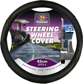 Steering Wheel Cover 45cm Rough Leather Look Black - PC Procovers