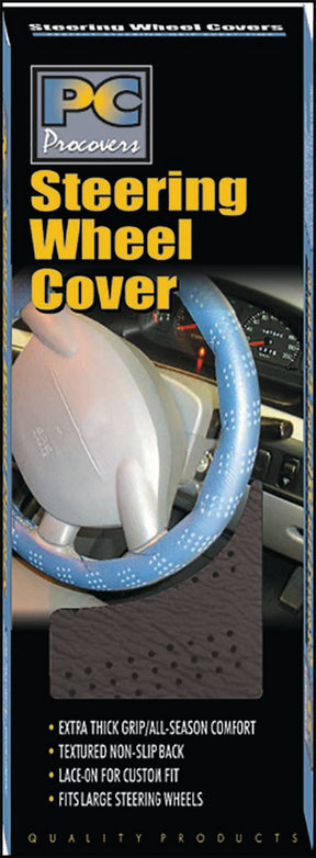 38cm Steering Wheel Cover PVC Black Lace-Up - PC Procovers | Universal Auto Spares