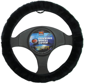 Steering Wheel Cover 38cm Sheep Skin Black - PC Procovers