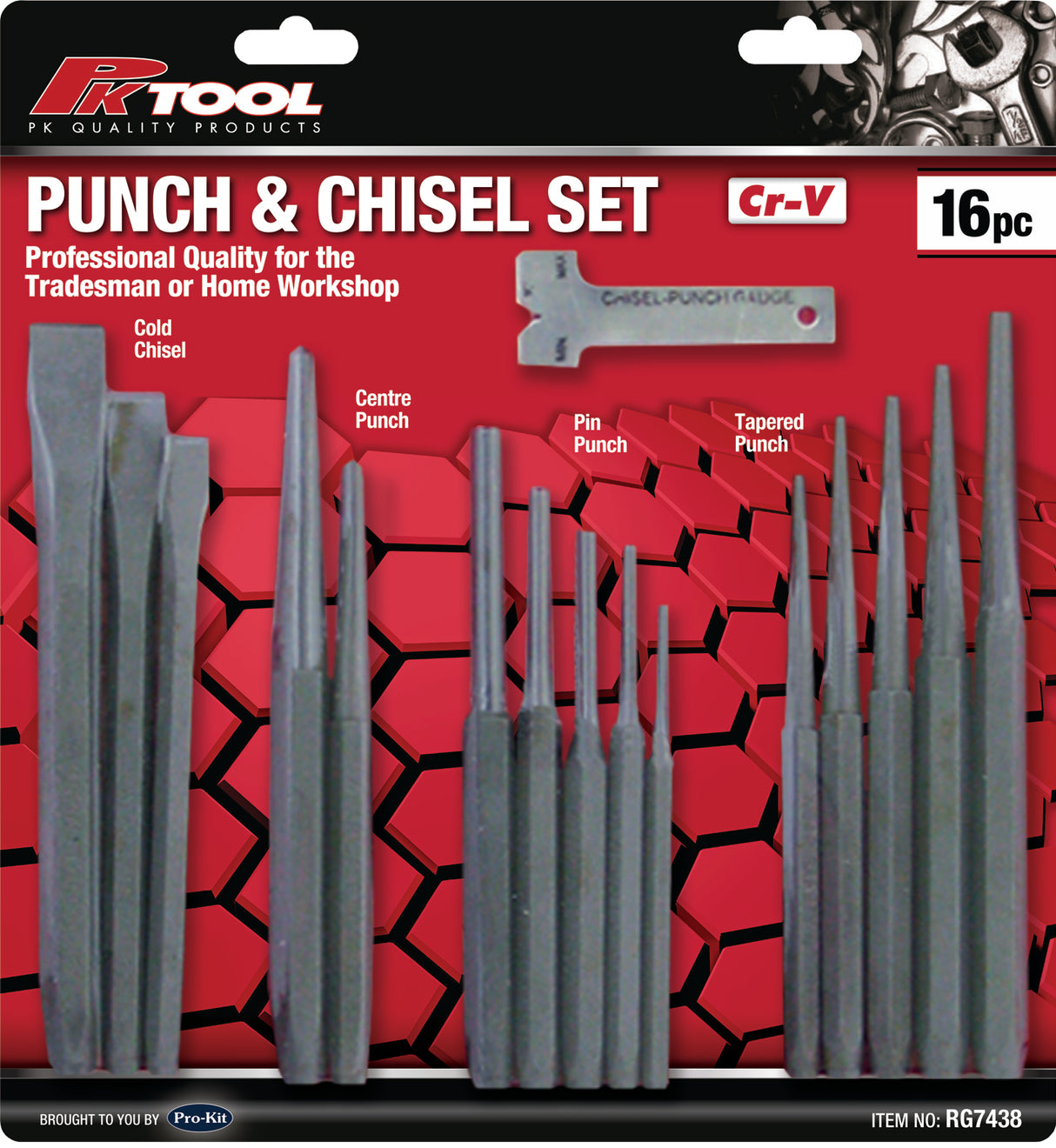 16 Pieces Punch, Chisel Set With Chisel/Punch Edge - PKTool