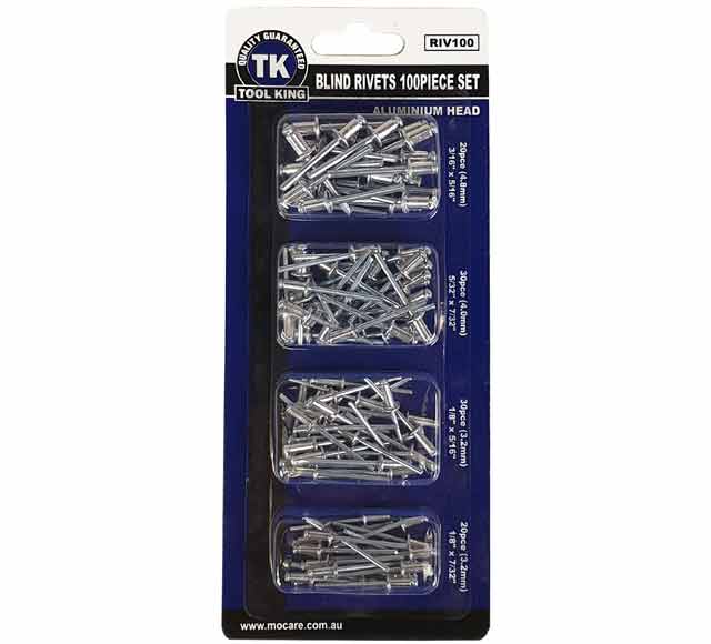 Rivet Set 100 Piece Assorted Sizes - Tool King – Universal Auto Spares
