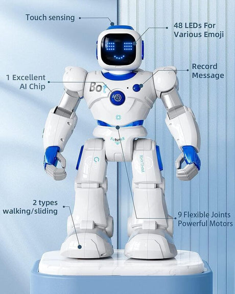 Remote Control Robotic Toys Blue Smart RC Robot Toy Talking Dancing Robots for Kids perfect gift Christmas - Machter